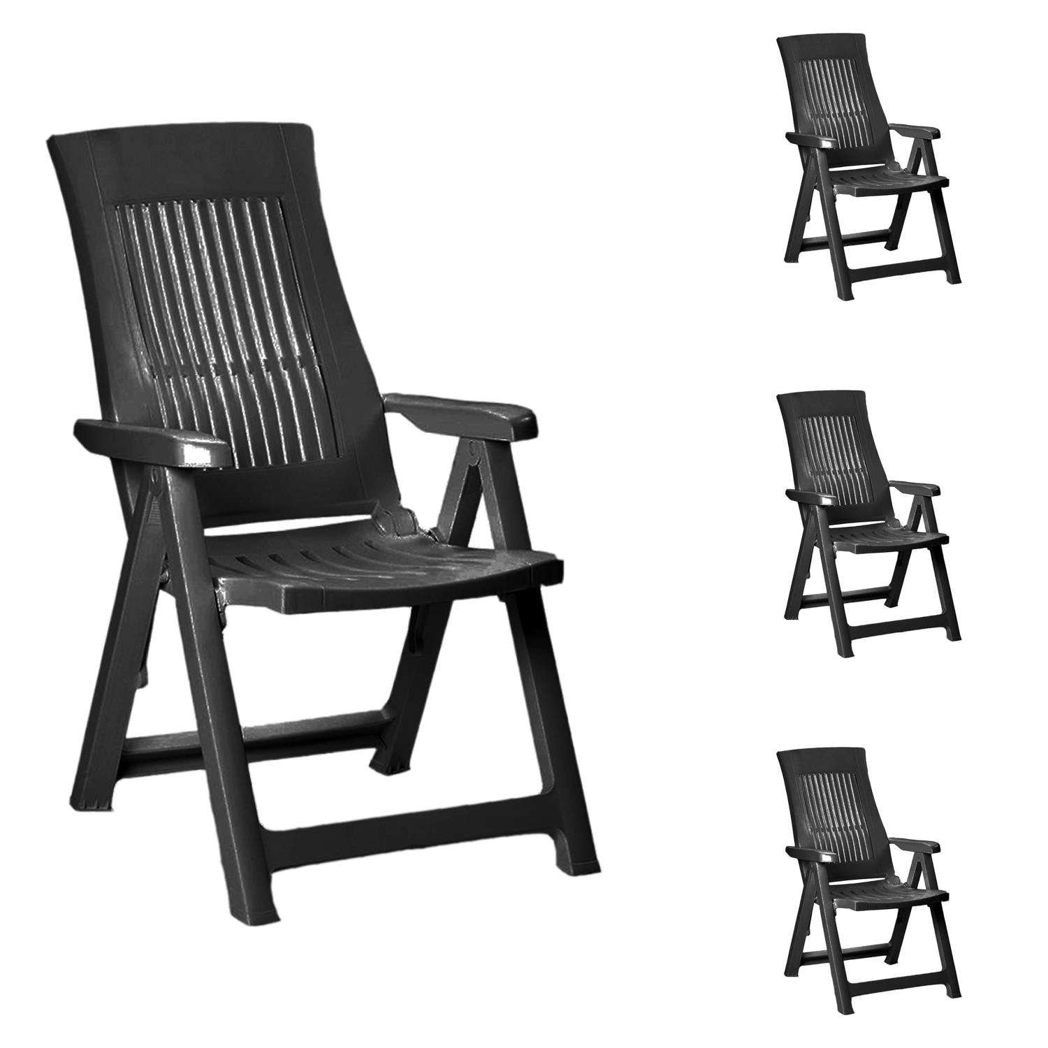 4 Stück Klappsessel Klappstuhl Positionsstuhl in 5-Pos. Anthrazit