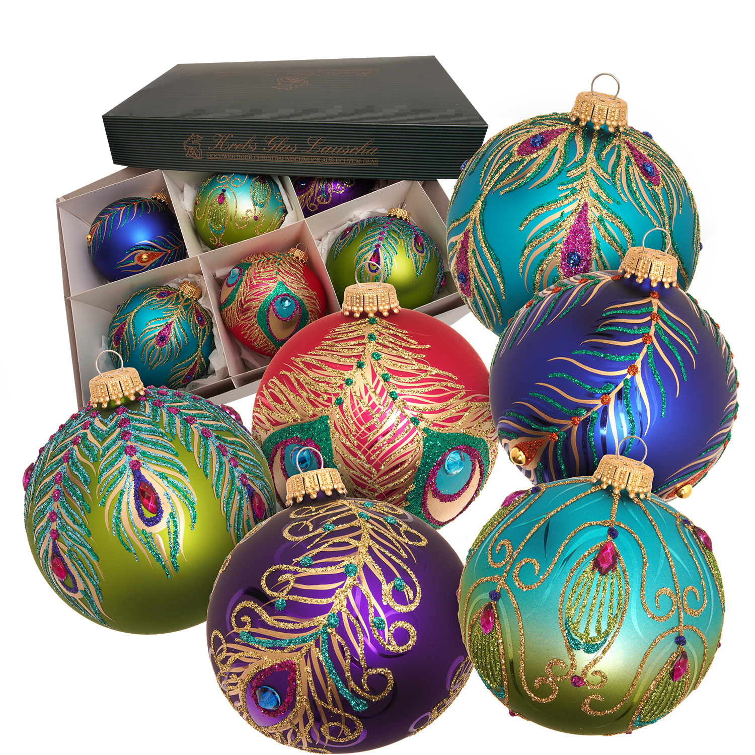 Krebs Glas Lauscha kerstdecoratie/kerstboomversiering van glas - kerstballen - Motief: Blauw mat sneeuwman - 4 stuks - Maat: ca. 7 cm
