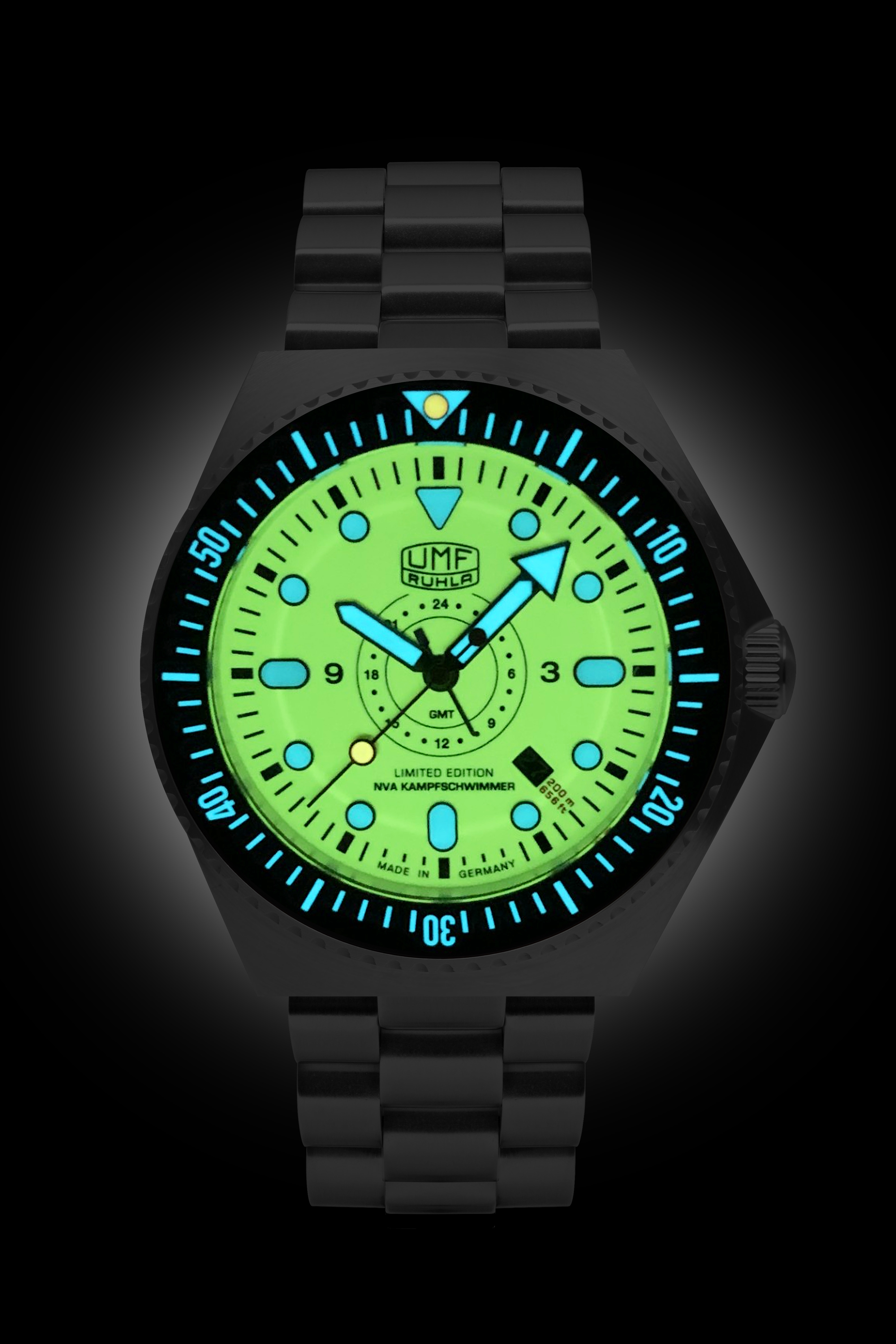 UMF RUHLA Automatik Herrenuhr NVA Kampfschwimmer Zifferblatt gelb -1932M-5