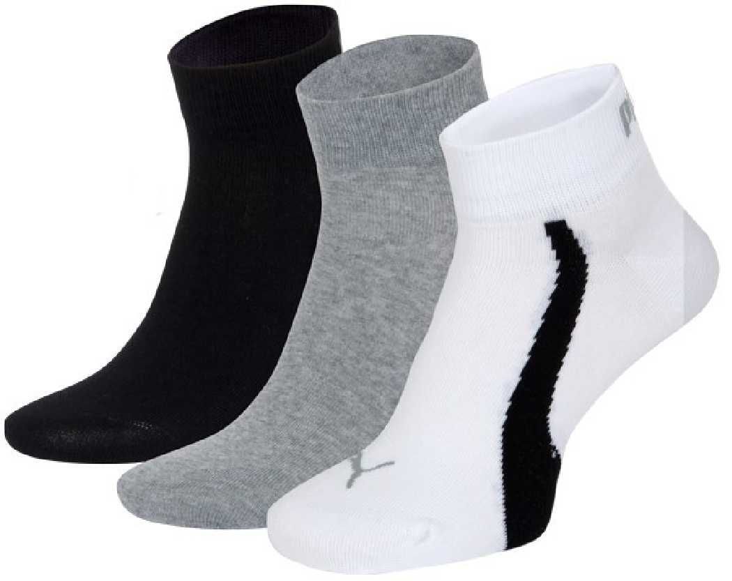 6 Paar Puma Sneaker Socken Quarter Gr. 35 – 46 Unisex für Damen Herren Füßlinge S, 325 – white/grey/black