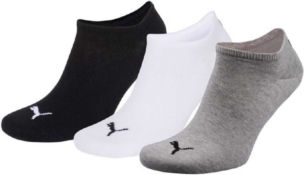 3 Paar Puma Sneaker Invisible Socken Gr. 35 – 49 Unisex für Damen Herren Füßlinge S, 882 – grey/white/black