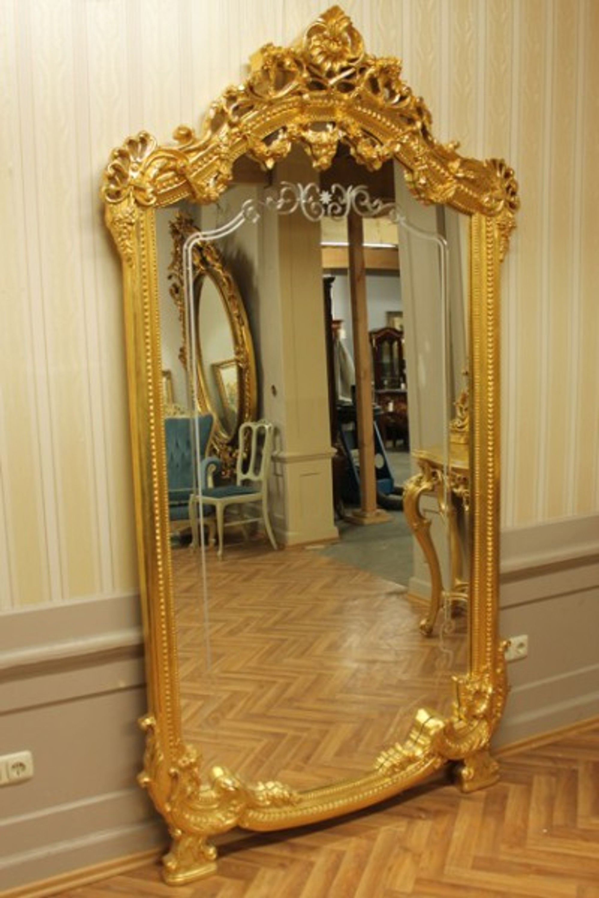 Barock Spiegel gross Wandspiegel Antik Stil AlMi0054Go antik Stil