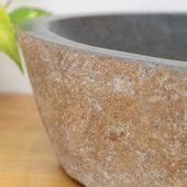 Natur-Stein-Waschbecken oval grau gross 100 cm kaufen 4