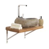 WOHNFREUDEN Teak-Holz Waschtischplatte Waschbecken Unterbau Gr. S 60-80 cm