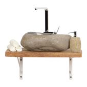 WOHNFREUDEN Teak-Holz Waschtischplatte Waschbecken Unterbau Gr. S 60-80 cm