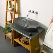 wohnfreuden Marmor-Waschbecken Mara oval anthrazit 70 cm