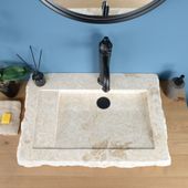 wohnfreuden Marmor - Waschbecken Kotak 70 cm creme mit Armaturenloch