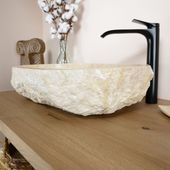 wohnfreuden Marmor Waschbecken EROSI 60 cm creme oval