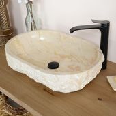 wohnfreuden Marmor Waschbecken EROSI 60 cm creme oval