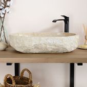 wohnfreuden Marmor Waschbecken EROSI 60 cm creme oval