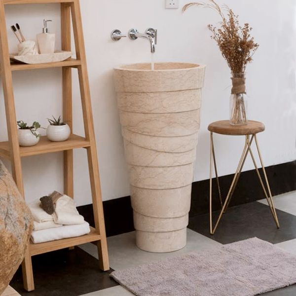 wohnfreuden Marmor Standwaschbecken LEPET 85 cm creme