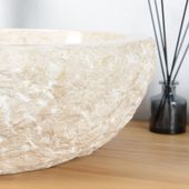 wohnfreuden Marmor Waschbecken EROSI 120 cm creme oval