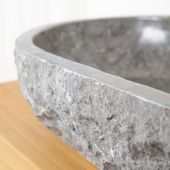 wohnfreuden Marmor Waschbecken Vale Gr. XL 120 cm grau oval