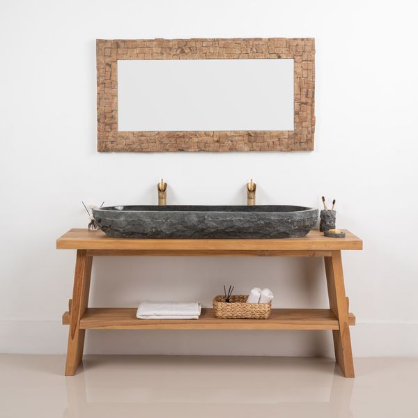wohnfreuden Marmor Waschbecken VALE Gr. XL 120 cm anthrazit oval