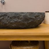 Andesit-Stein-Waschbecken 120 cm schwarz oval Bad kaufen 5
