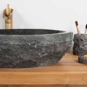 wohnfreuden Marmor Waschbecken VALE Gr. XL 120 cm anthrazit oval