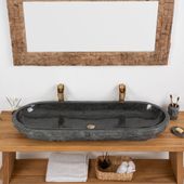 wohnfreuden Marmor Waschbecken VALE Gr. XL 120 cm anthrazit oval