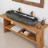 wohnfreuden Marmor Waschbecken VALE Gr. XL 120 cm anthrazit oval