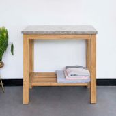 WOHNFREUDEN Teakholz-Waschtisch mit Marmor platte grau 80x52x76 cm