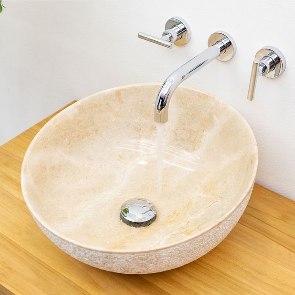 wohnfreuden Marmor Waschbecken Asymetric 41 cm creme
