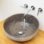 wohnfreuden Marmor Waschbecken Ultra 41cm rund grau Außenseite gehämmert