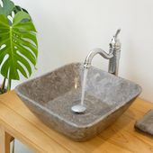 wohnfreuden Marmor Waschbecken 40cm innen poliert grau