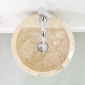 wohnfreuden Marmor Standwaschbecken Pedestal creme mit Armaturloch
