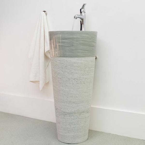 wohnfreuden Sandstein Waschtischsäule Pedestal mit Armaturloch