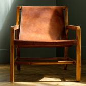 wohnfreuden Leder-Sessel Lounge Teak Renata