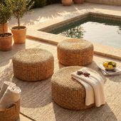 wohnfreuden Sitz-Pouf BRUNO 60 cm aus Wasserhyazinthe