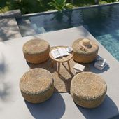 wohnfreuden Sitz-Pouf BRUNO 60 cm aus Wasserhyazinthe