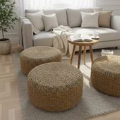 wohnfreuden Sitz-Pouf BRUNO 60 cm aus Wasserhyazinthe