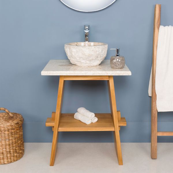 Marmor Waschtischplatte creme 60x50x3 cm für ZEN, TITIN, Junior