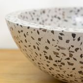 wohnfreuden Terrazzo Waschbecken 40 cm grau rund