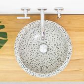 wohnfreuden Terrazzo Waschbecken 40 cm grau rund