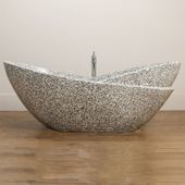 Badewanne aus Terrazzo 170x80 cm grau schwarz günstig kaufen 5