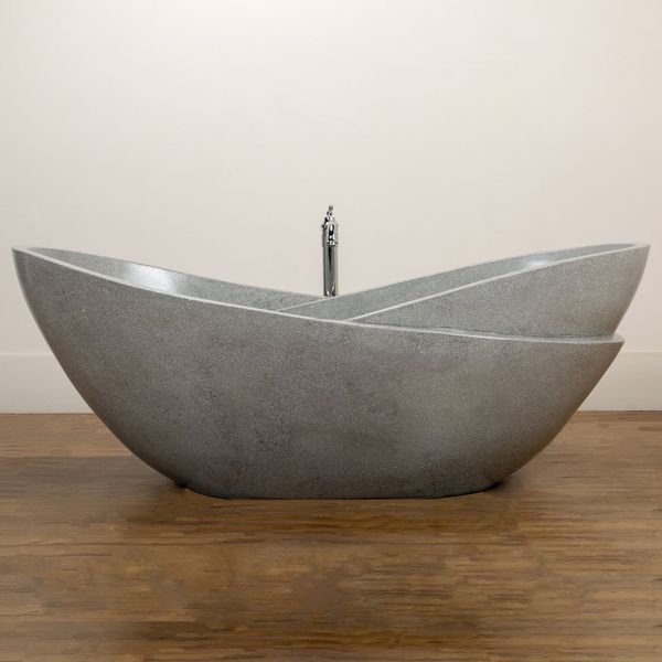 Badewanne aus Terrazzo 170x80 cm grau günstig kaufen