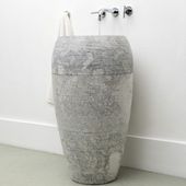 wohnfreuden Marmor Standwaschbecken Gentong Pedestal 90 cm grau