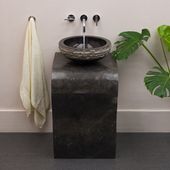 Marmor Waschtisch Säule Standwaschbecken Aufsatzwaschbecken 77 cm schwarz Bad Gäste WC Wohnfreuden