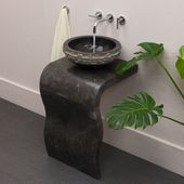 Marmor Waschtisch Säule Standwaschbecken Aufsatzwaschbecken 77 cm schwarz Bad Gäste WC Wohnfreuden