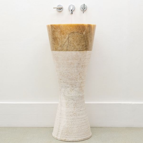 wohnfreuden Onyxmarmor Waschtischsäule Alpha 40x40x90 cm Poliert Sand