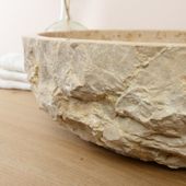 wohnfreuden Marmor Waschbecken EROSI 50 cm creme oval