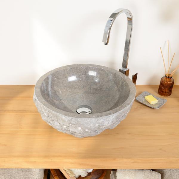 Marmor-Stein-Waschbecken 40 cm grau oval klein kaufen