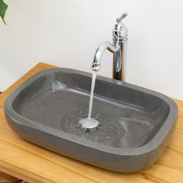 wohnfreuden Terrazzo Waschbecken Atlantis 53x35cm grau