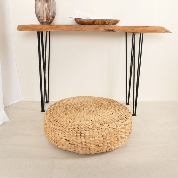 wohnfreuden Sitz-Pouf Bruno 55 cm aus Wasserhyazinthe natur