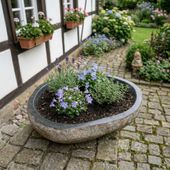 wohnfreuden Naturstein Schale 40 cm innen poliert