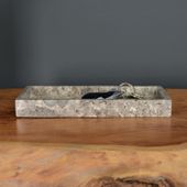 Deko-Marmor-Tablett eckig 24 x 12 cm in hell-grau wohnfreuden