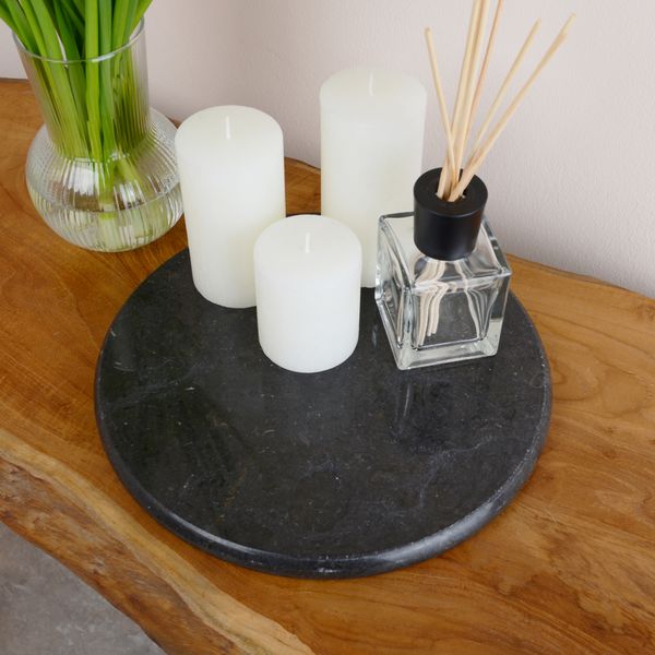 wohnfreuden Marmor Tablett 30 cm schwarz rund