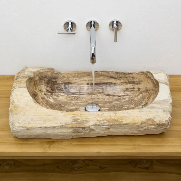 wohnfreuden Fossiles Holz Waschbecken natürlich ab 70 cm