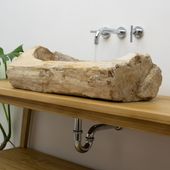 wohnfreuden Fossiles Holz Waschbecken natürlich ab 70 cm